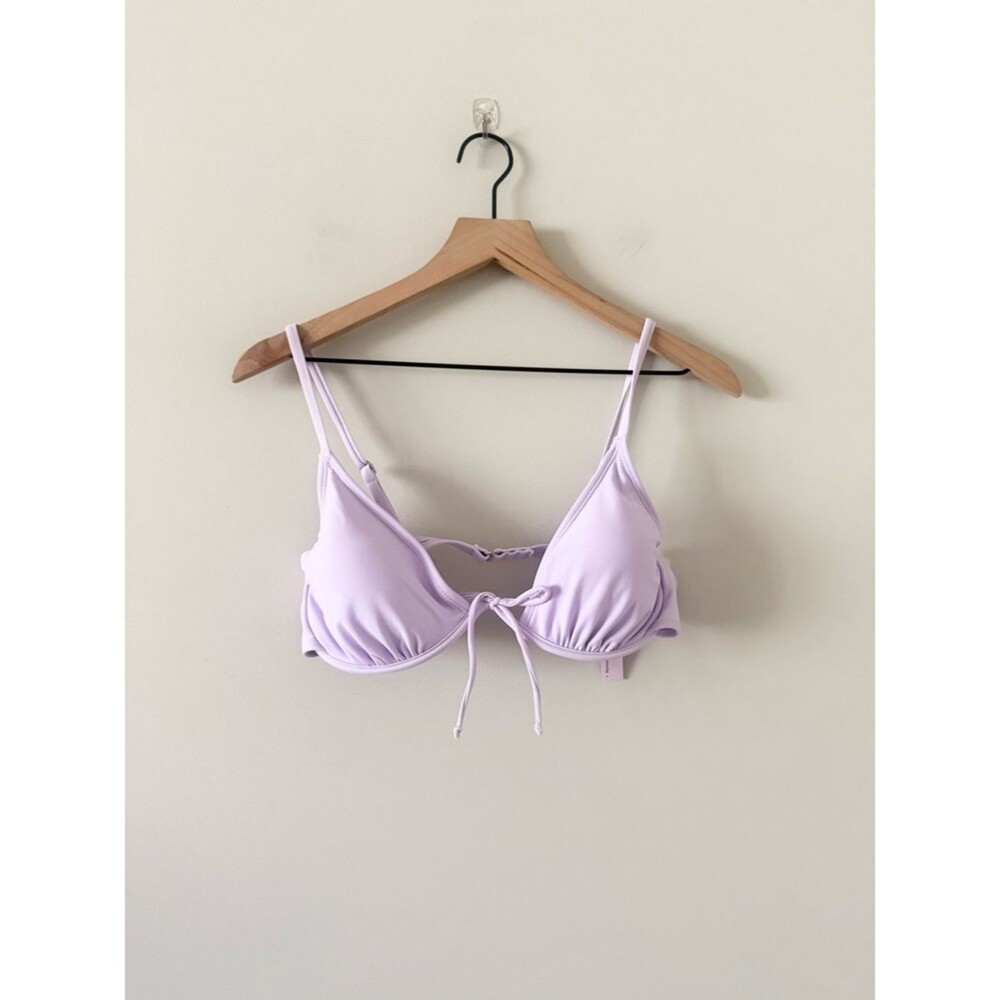 NWT Wild Fable Lilac Underwire Tie Front Detail Swim Top Size L